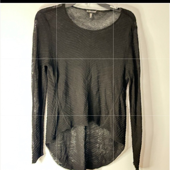 Eileen Fisher Hemp Blend Crop High/Low Sweater Black Sheer Size Small - Picture 9 of 9
